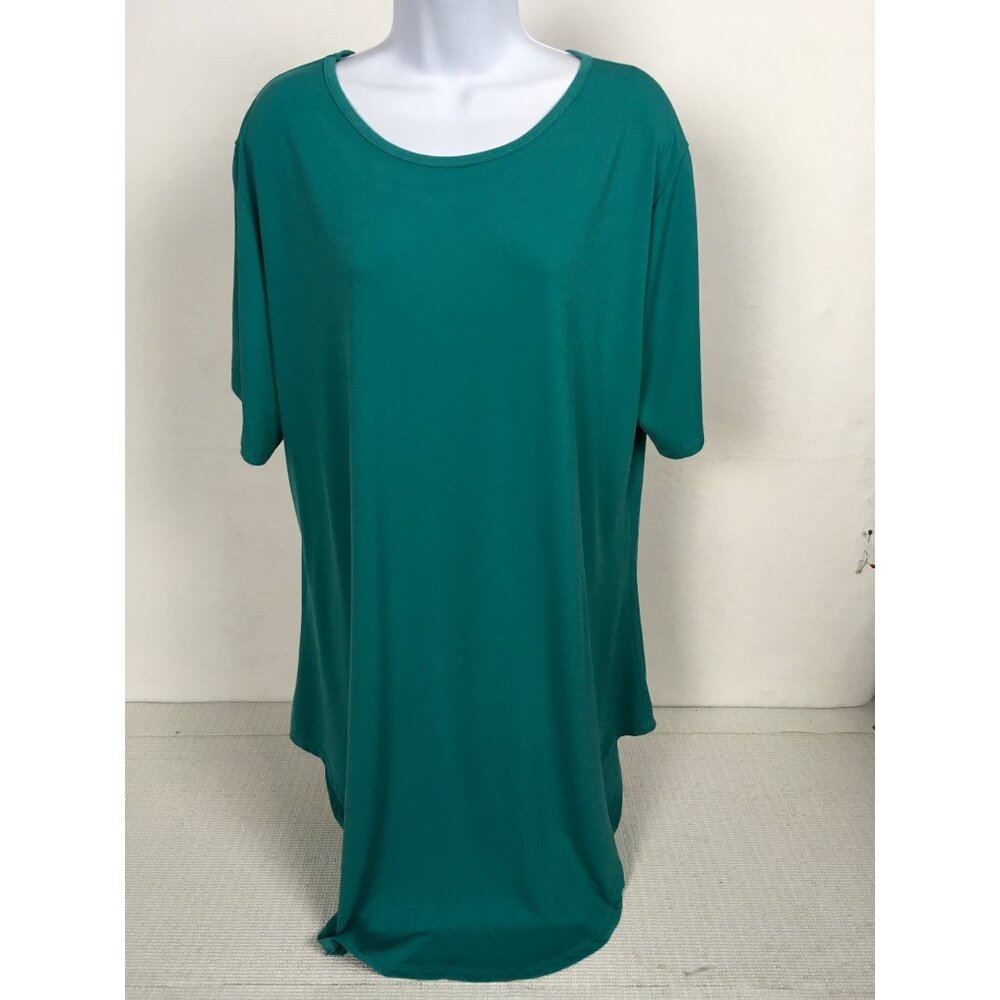 Lucky and Blessed Womens Top Size 3X Teal Short Sleeve Tunic Round Neck New